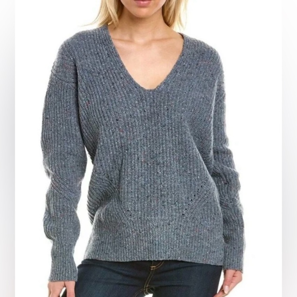 Rag & Bone Wool Blend Eco Donegal V-Neck Plunging Tunic Sweater Size M